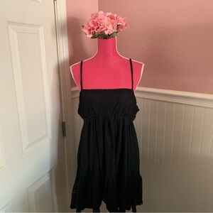 👗Black Lace Sundress Bathing Suit Cover-Up Adjustable Straps size Large